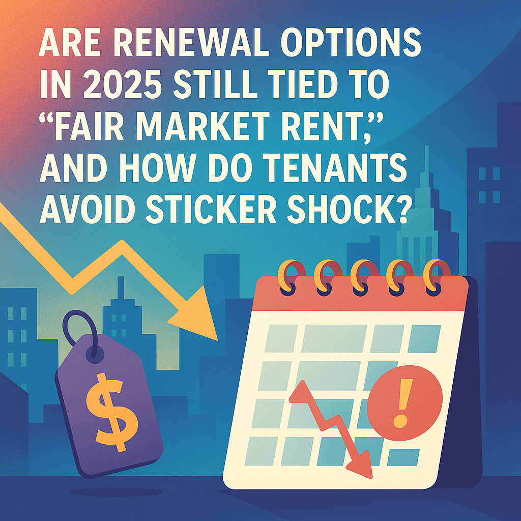 Are Renewal Options in 2025 Still Tied to “Fair Market Rent,” and How Do Tenants Avoid Sticker Shock