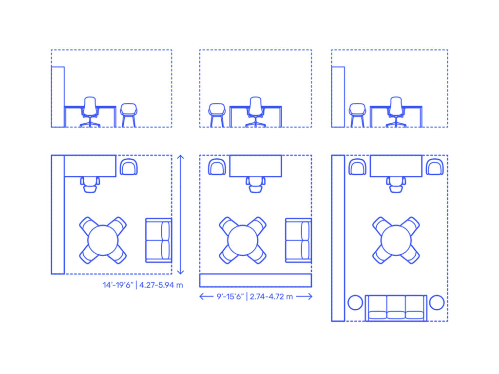 What Size Office Do I Need for 25 Employees - Floor Plan with Area / Department Measurements