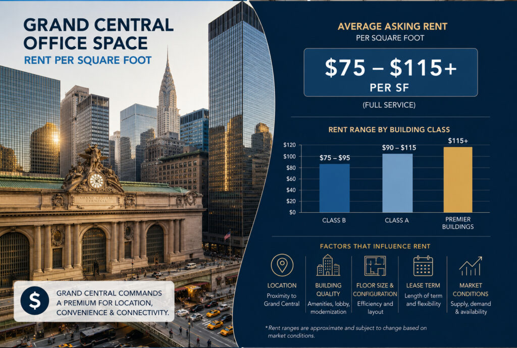 What Is the Rent Per Square Foot for Grand Central Office Space