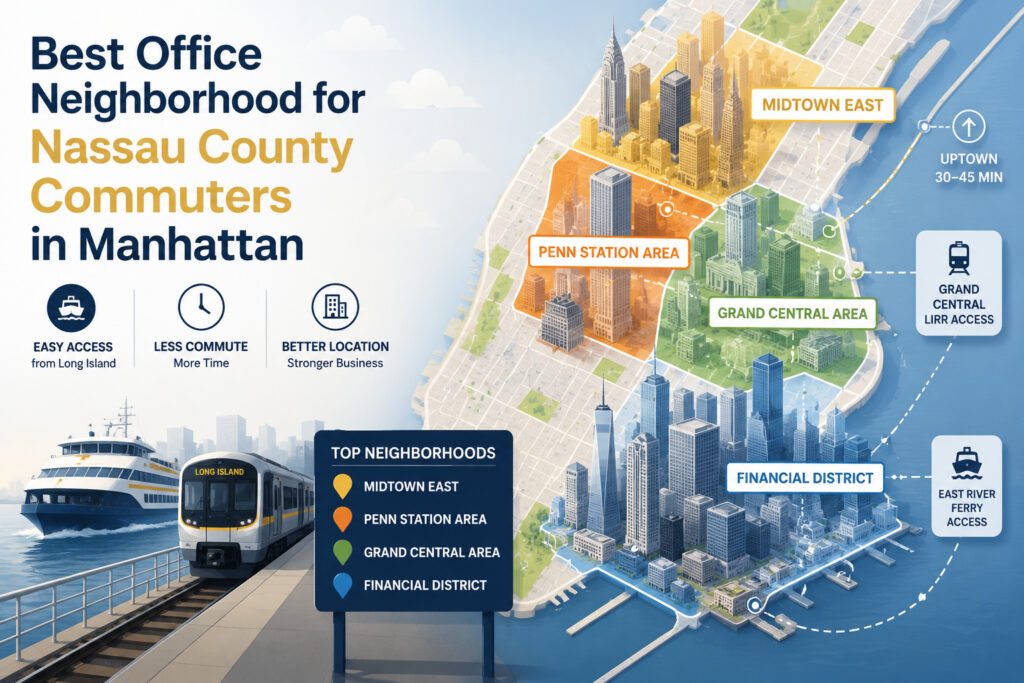 Best Office Neighborhood for Nassau County Commuters in Manhattan