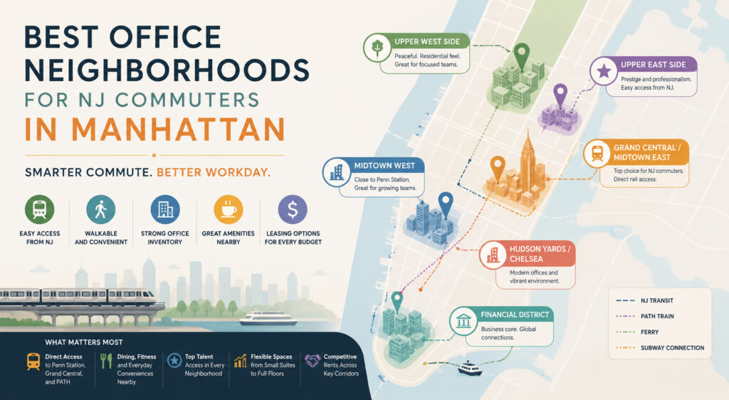 Best Office Neighborhood for NJ Commuters in Manhattan