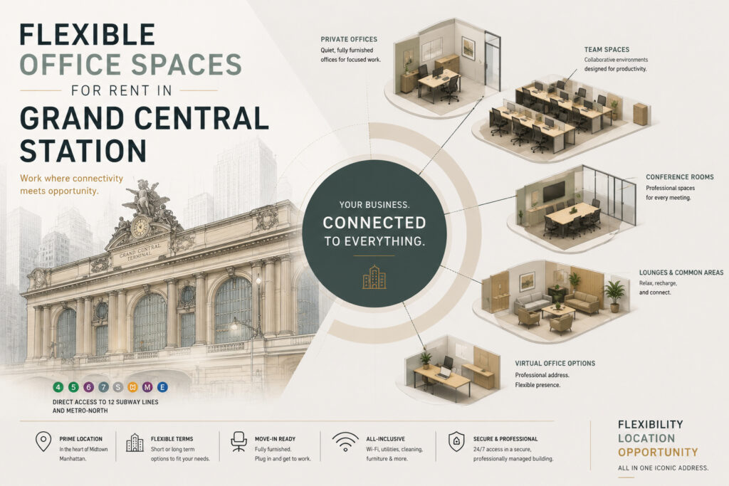 Flexible Office Spaces for Rent in Grand Central Station