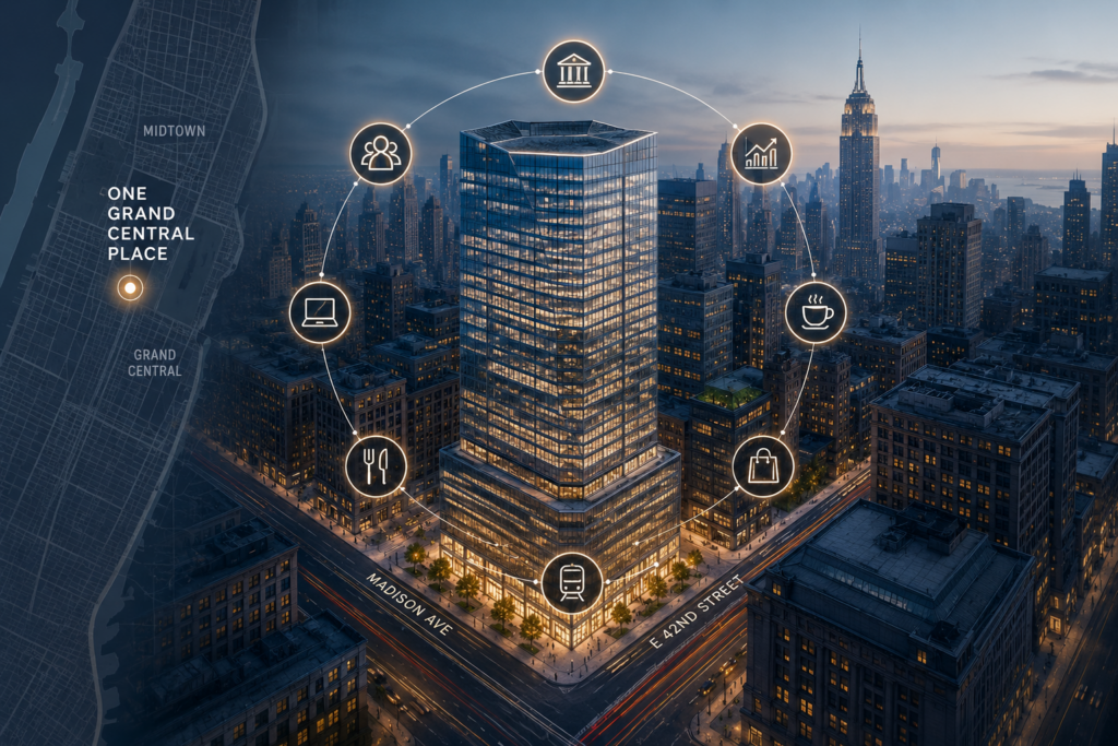 What companies are in One Grand Central Place