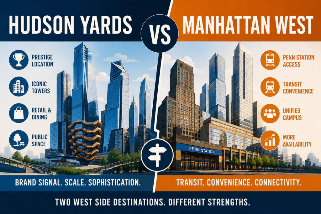 Hudson Yards vs Manhattan West Office Space