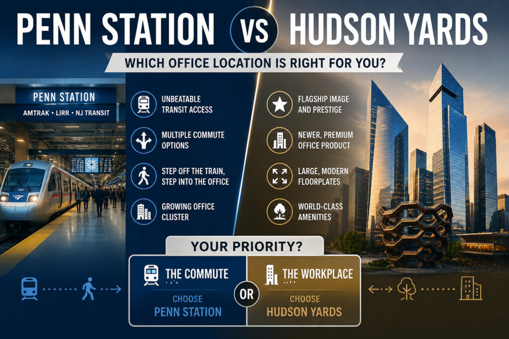 Penn Station vs Hudson Yards Office Space