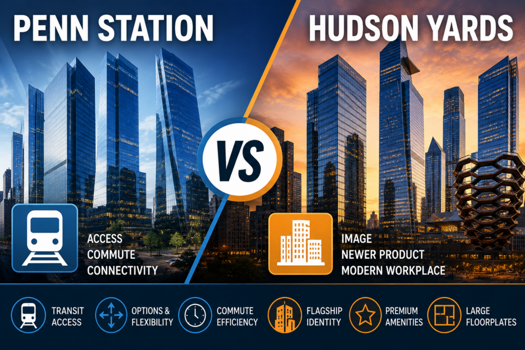 Penn Station vs Hudson Yards Office Space