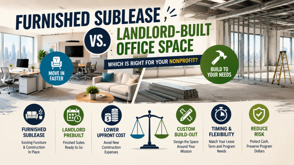 Furnished Sublease vs. Landlord-Built Office Space for Nonprofits