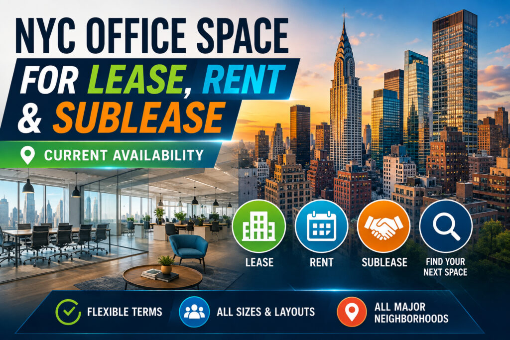 NYC Office Space for Lease, Rent and Sublease