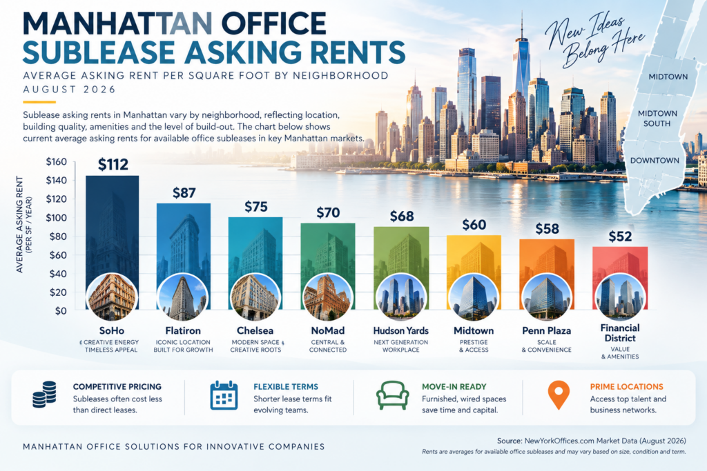 manhattan office sublease asking rents