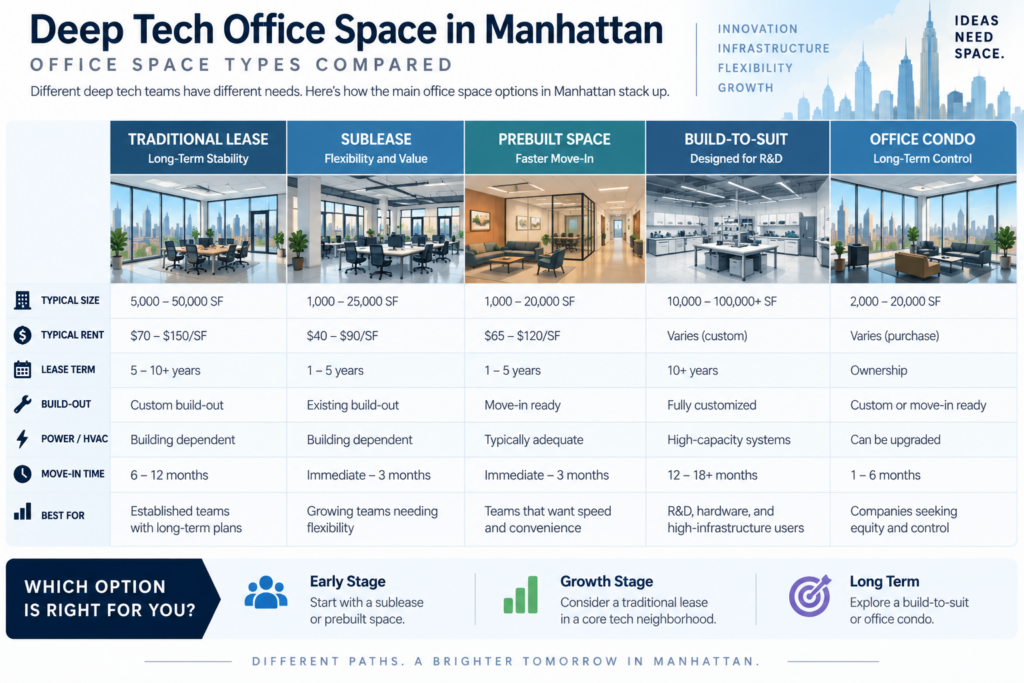 deep tech office space type comparisons