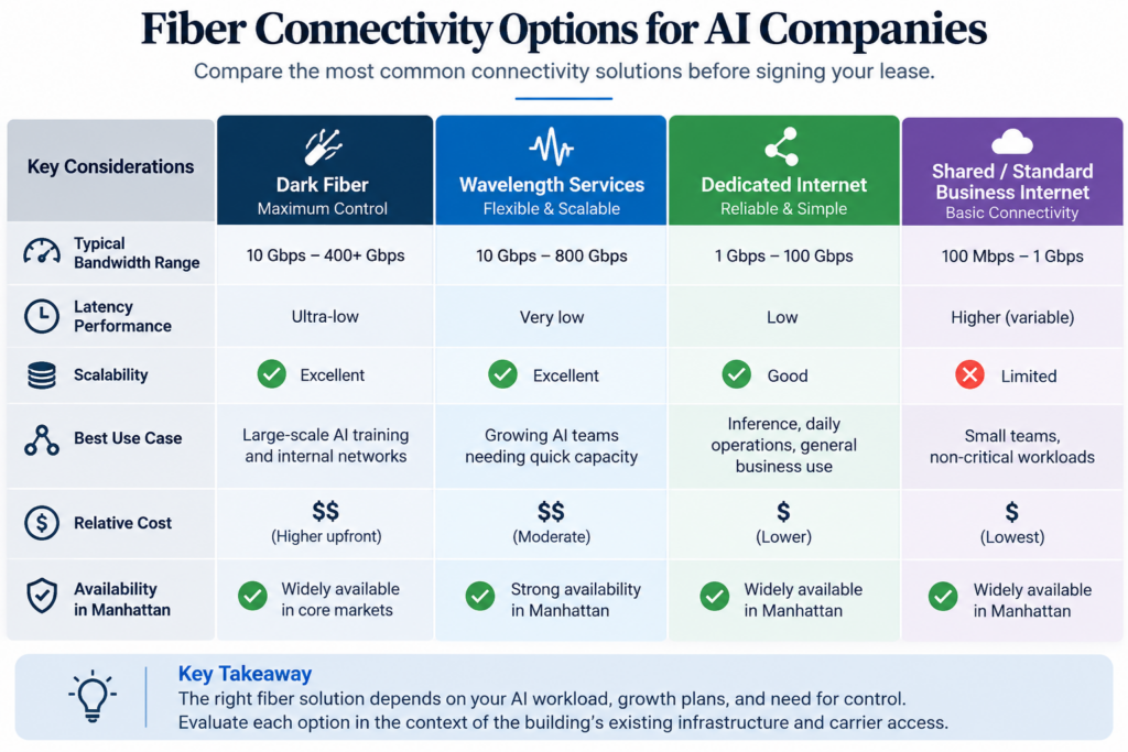 fiber connectivity options for AI companies