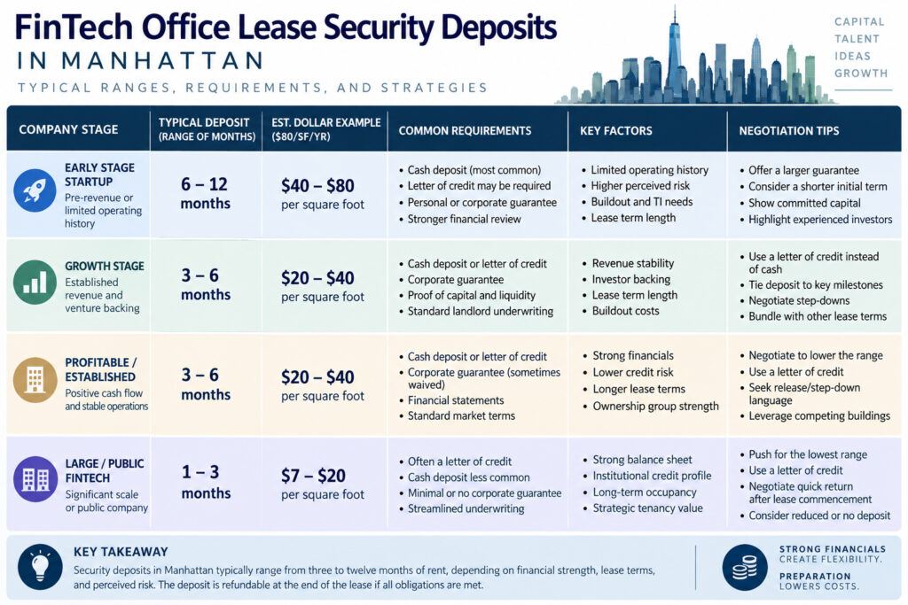 fintech office lease security deposits