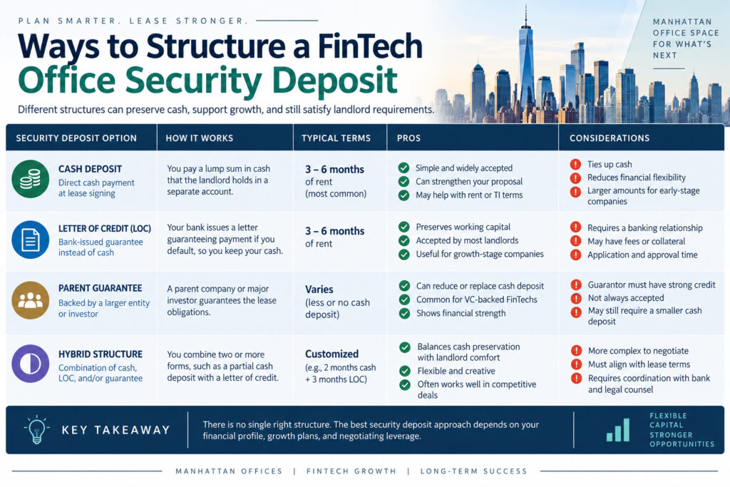 ways to structure a fintech office security deposit