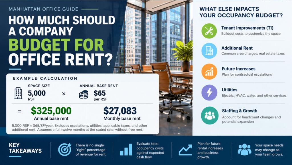 How much should a company budget for office rent